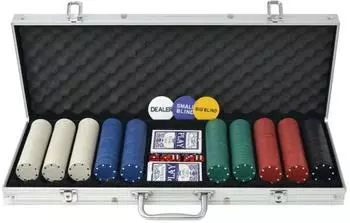 vidaXL Poker Set 500 Chips, Aluminium-Koffer