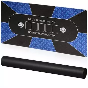 Relaxdays Pokermatte 120x60cm, blau/schwarz