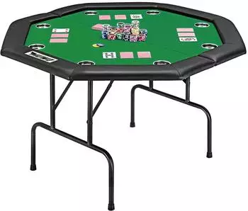 MUWO Klappbarer Pokertisch für 8 Spieler, achteckig, grün (MW-385)