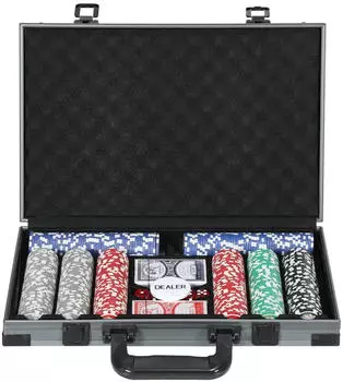 Sport Now Pokerkoffer 400 Chips, 2 Kartendecks, 5 Würfeln, grau (800001250224)