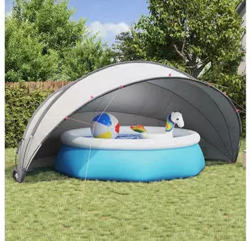 vidaXL Foldable pool dome 546 x 516 x 250 cm grey orange