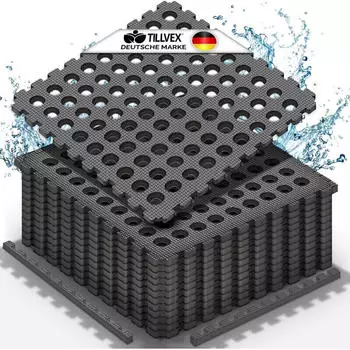 tillvex Pool Bodenschutzmatte 48 Stück mit Löchern 51x51cm