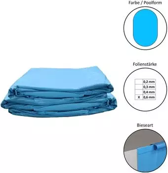 Waterman Poolfolie Ersatzfolie Ovalbecken 490x300x150cm 0,6mm Einh&auml;ngebiese Blau