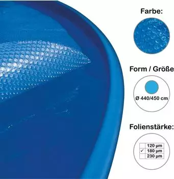 planet pool Solarplane Luftpolsterabdeckung Pool rund 440&ndash;450cm, 180&micro;m