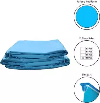 Waterman Poolfolie Ersatzfolie Rundbecken 600x150cm 0,8mm Keilbiese Blau