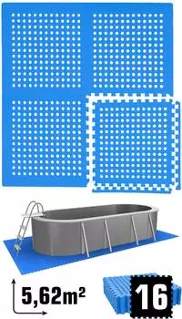 Eyepower Pool-Bodenschutzmatte 5,6m&sup2; EVA, 16 Matten 62x62cm, blau (16913)