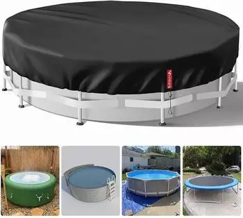 LuxusKollektion Runde Poolabdeckplane 549cm, schwarz, UV-Schutz, Kordelzug
