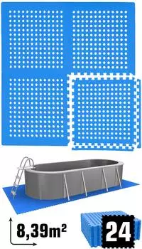 Eyepower Pool-Bodenschutzmatte 8,4m&sup2; EVA, 24 St&uuml;ck 62x62cm, blau (16915)