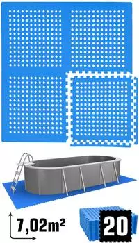 Eyepower Pool-Unterlegmatten 20 EVA-Matten 62x62cm blau (16914)