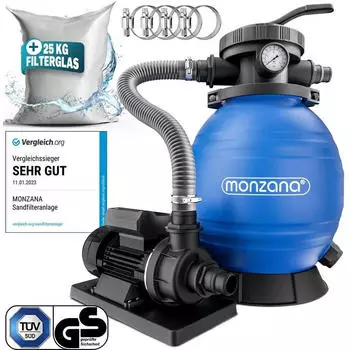 Monzana Sandfilteranlage Pool 10200L/h 450W 2in1 Adapter &Oslash;32-38mm (SF12K)