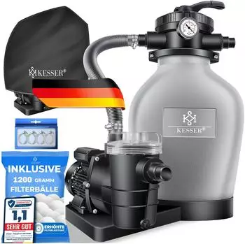 Kesser Sandfilteranlage 600W 13200L/h 7-Wege-Ventil mit 1200g Filterb&auml;llen