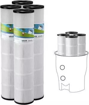 VEVOR Pool Filterkartusche Ersatzfilter 12m&sup2;, 4er-Pack (GL-520-1)