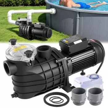 VEVOR Poolpumpe 3kW 35000L/h Einstufig mit Timer & Filterkorb (HCP3000)