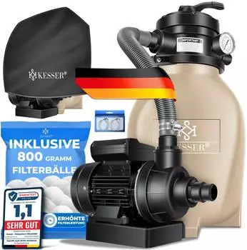 Kesser Sandfilteranlage 10m³/h mit 800g Filterbällen, 4-Wege-Ventil