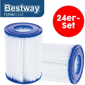 Bestway Flowclear Filterkartusche Gr. II 10,6 x 13,6 cm 24er-Sparset