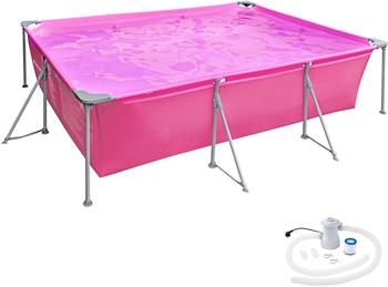 TecTake Rectangular swimming pool with pump 300 x 207 x 70 cm pink (403822)