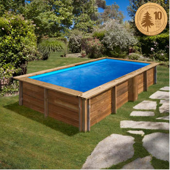 Gre Pool Komplettset aus Echtholz Lemon Quadrat 375x200x68cm