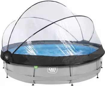 EXIT Toys Soft Grey Pool Ø360x76cm m. Filterpumpe u. Abdeckung Grau