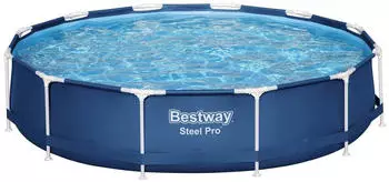 Bestway Steel Pro Frame Pool ohne Pumpe Ø366x76cm rund dunkelblau Bestway Steel Pro Frame Pool ohne Pumpe Ø366x76cm rund dunkelblau