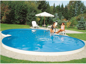 planet pool Stahlwandpool achtform Exklusiv 625x360x150cm Stahl 0,8mm weiß Folie 0,6mm blau Einhängebiese