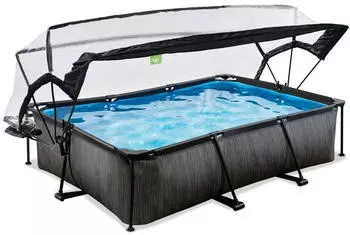 Exit Toys rechteckiger Rahmenpool mit Kartuschenfilteranlage und Sonnendach 300x200x65cm Schwarz