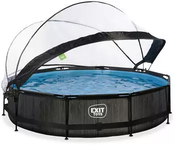 Exit Toys runder Rahmenpool mit Kartuschenfilteranlage und Sonnendach Ø360cm schwarz