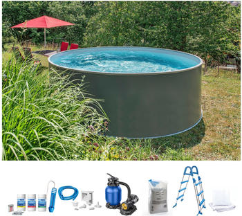 Konifera Rundpool &Oslash; 300x120 cm grau/anthrazit/grau (Set 7-teilig) (9002835769023)