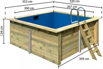 Karibu Rechteckpool Milano 320x353x124cm blau/braun
