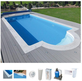 Kwad Styropor®Stein Pool All Inclusive + Blue Line 400 Top 300x600x150 cm mit Römertreppe