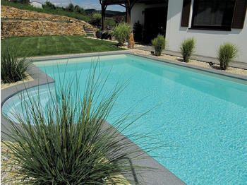 Kwad Styropor®Stein Pool All Inclusive 305x700x150 cm mit Römertreppe sand/Crystal Grey