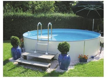 myPOOL Premium Stahlwand-Pool Ø250x120cm rund Sandfilter weiß (70480)