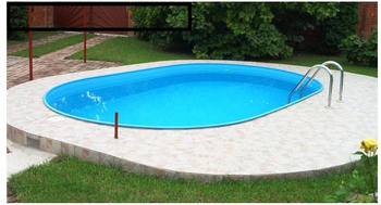 myPOOL Premium Stahlwandpool 490x300x120cm oval Sandfilter Tiefbeckenleiter weiß (71250)