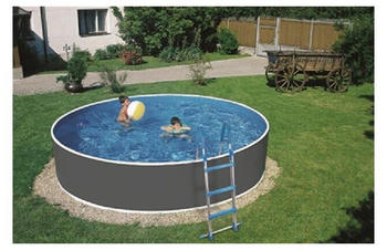 myPOOL Splash Stahlwand-Pool Ø360x90cm rund Sandfilter Stahlrohrleiter grau (72266)