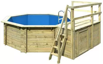 Karibu Pool Modell 1 C kesseldruckimprägniert Grundkörper inkl. Terrasse & kleiner Sonnenterrasse,inkl. Sandfilteranlage & Skimmer