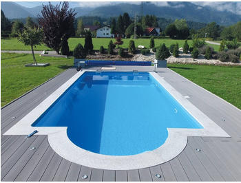 Kwad Styropor Pool All Inklusiv Komplettset 7,0x3,5x1,5m mit 0,8mm Innenh&uuml;lle grau inkl. R&ouml;mertreppe