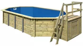 Karibu Pool Modell 5 Classic 700x400cm kesseldruckimpr&auml;gniert Modell B Grundk&ouml;rper inkl. Terrasse & Gel&auml;nder,Sandfilteranlage & Skimmer