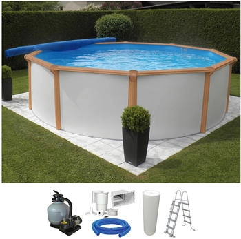 Kwad White Timber 5-tlg Ø3,5x1,32m mit blauer Folie Kwad White Timber 5-tlg Ø3,5x1,32m mit blauer Folie