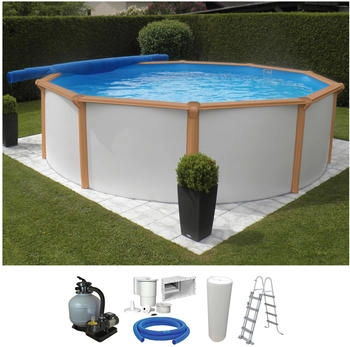 Kwad White Timber 5-tlg Ø4,6x1,32m mit blauer Folie Kwad White Timber 5-tlg Ø4,6x1,32m mit blauer Folie