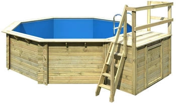 Karibu Pool Modell 2 B kesseldruckimpr&auml;gniert Grundk&ouml;rper inkl. Terrasse & Gel&auml;nder,inkl. Sandfilteranlage & Skimmer