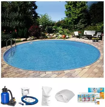 CLEAR POOL Rundformbeckenset Ibiza 300 x 120 cm inkl. Sandfilteranlage (6-tlg.)