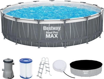 Bestway Framepool Steel Pro MAX (Set) Ø457x107cm LED-Design mit Filterpumpe