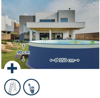 planet pool Stahlwandpool Set (3-teilig) rund 350x90cm Stahl