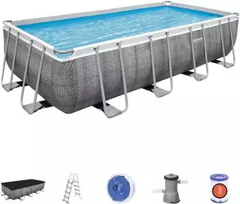 Bestway Power Steel Frame Pool 488 x 244 x 122 cm Komplett-Set mit Filterpumpe