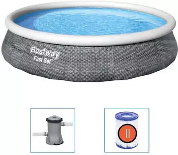 Bestway Fast Set Pool-Set mit Pumpe Aufblasbar 396x84 cm