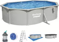 Bestway 56586, Bestway Hydrium Oval 5.00m x 3.60m x 1.20m, Grau/Blau, 16296 l,
