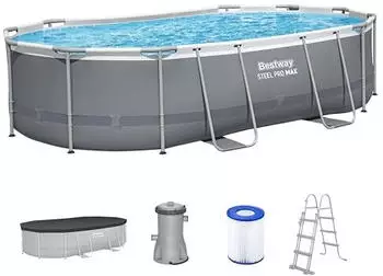 Bestway Steel Pro MAX Frame Pool oval 488x305x107cm mit Filterpumpe (56448_26)