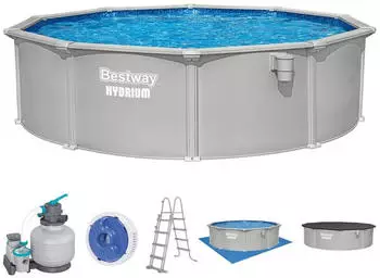 Bestway Hydrium Komplett Set mit Sandfilteranlage &Oslash;457x122cm rund granitgrau