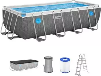 Bestway Steel Pro MAX Splashview mit Filterpumpe 488x244x122cm Schiefergrau