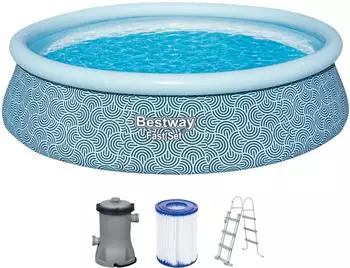 Bestway Fast Set mit Filterpumpe &Oslash;457x107cm rund Grafisches Liniendesign