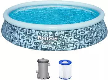 Bestway Fast Set mit Filterpumpe &Oslash;396x84cm rund Grafisches Liniendesign